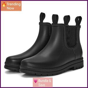 Orthopedic Wide Width Waterproof Chelsea Rain Boots Women's Non-Slip Work Shoes